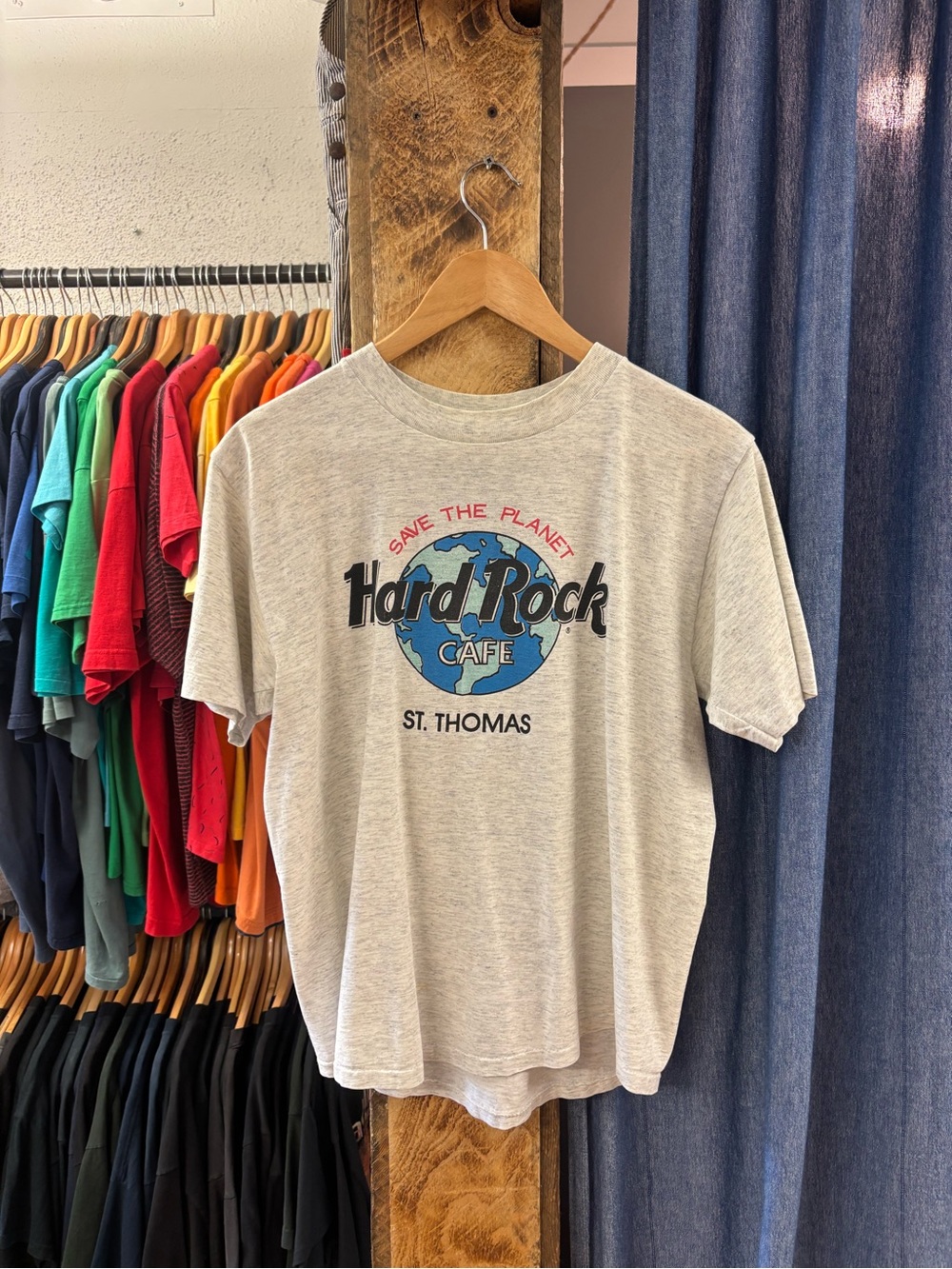 Vintage Hard Rock Cafe St. Thomas T-Shirt — Gray with Blue Logo
